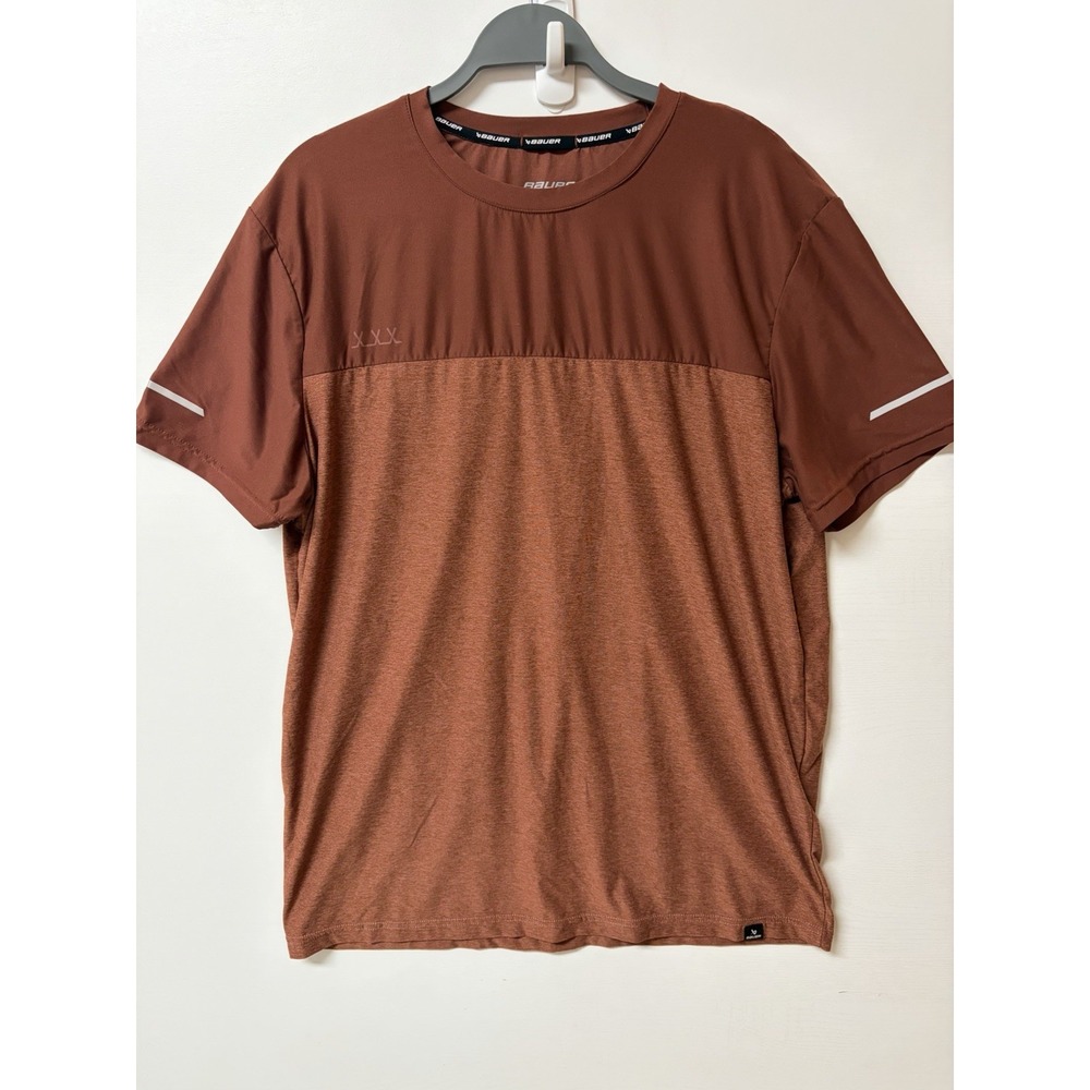 Bauer Shirt Mens XL Brown Hockey Team Performance Warmup Top Tee